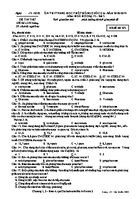 Đề ôn thi THPT Quốc gia môn Hóa học Lớp 12 - Bài 2 - Mã đề 202 - Năm học 2018-2019
